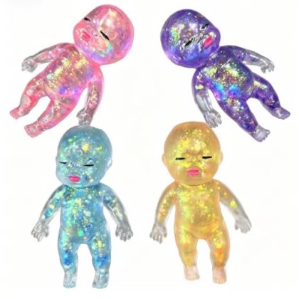 Jucarie squeeze, VICTINY® model Natasha bebelus 14 CM, baby, Antistres, CULOARE RANDOM MOV/PORTOCALIU/ALBASTRU/GALBEN/VERDE