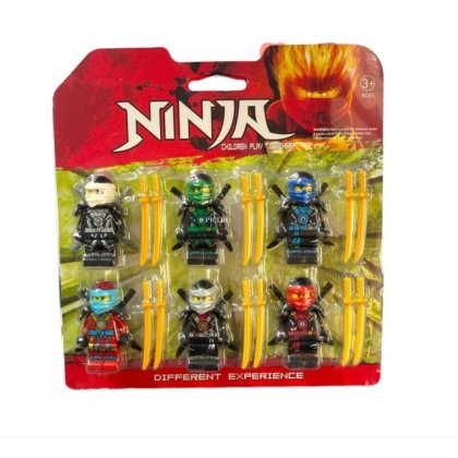 Set 6 Figurine VICTINY ®, ninja, cu accesorii, multicolor, 4-5cm