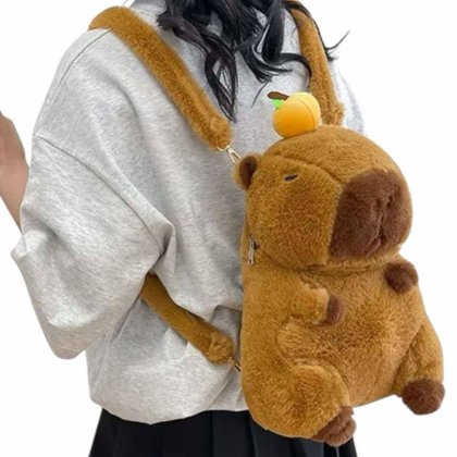 Jucarie din Plus, Tip Rucsac, Capibara, Maro, 30 cm