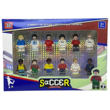 Set 12 figurine jucatori fotbal VICTINY® compatibile cu blocuri constructie