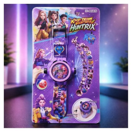 Ceas pentru fete, victiny, model K-pop, cu 12 holograme, multicolor, 3+ ani